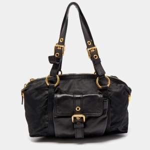 Pre Owned Prada Black Leather and Nylon Satchel