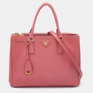 Prada Pink Saffiano Leather Medium Double Zip Tote