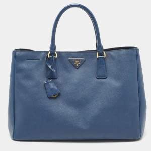 Pre Owned Prada Navy Blue Saffiano Lux Leather Large Gardener's Tote