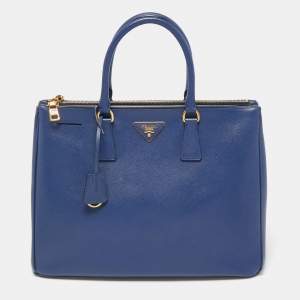 Prada Blue  Saffiano Lux Leather Large Double Zip Tote