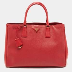 Prada Red Saffiano Lux Leather Large Gardener's Tote