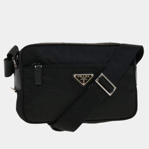 Pre Owned Prada Black Nylon logo Shoulder Bag 