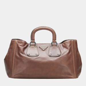 Prada Brown Leather Nocciolo Handbag
