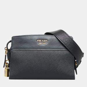 Pre Owned Prada Black Esplanade Saffiano Crossbody Bag