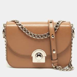 Prada Brown Leather Arcade Crossbody Bag