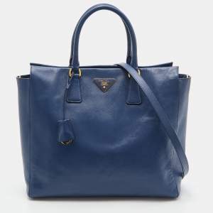 Prada Blue Saffiano Lux Leather Galleria Tote