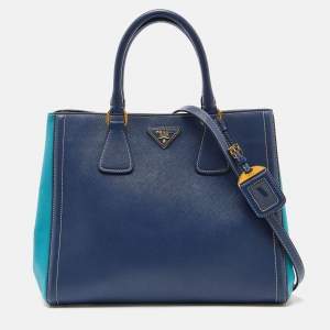 Prada Blue/Turquoise Saffiano Lux Leather Galleria Tote