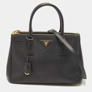 Prada Black Saffiano Lux Leather Small Galleria Tote