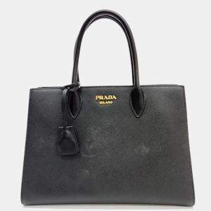 Prada Black Leather Saffiano Tote Bag