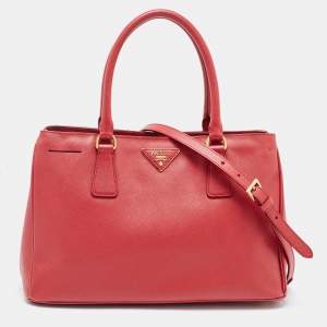 Prada Red Leather Medium Galleria Tote Bag