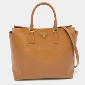 Prada Tan Saffiano Lux Leather Open Tote