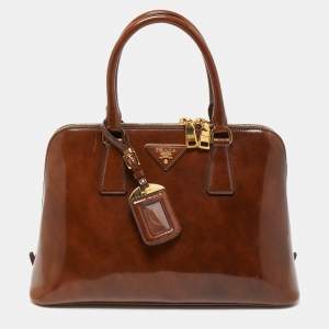 Pre Owned Prada Brown Patent Leather Promenade Satchel