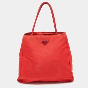 Pre Owned Prada Red Tessuto Nylon City Tote