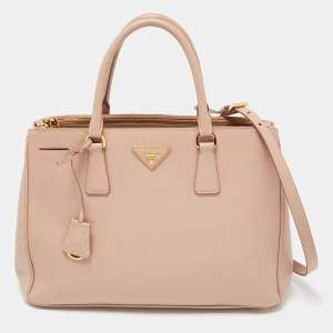 Prada Old Rose Saffiano Leather Medium Galleria Double Zip Tote