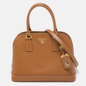 Prada Brown Saffiano Lux Leather Medium Promenade Satchel