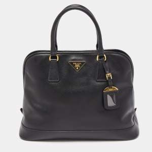 Prada Black Saffiano Lux Leather Large Promenade Satchel