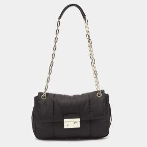 Prada Black Quilted Nylon Bomber Chain Shoulder Bag