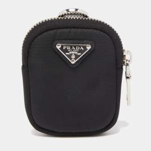 Pre Owned Prada Black Nylon and Leather Mini Re-Nylon Pouch
