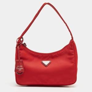 Prada Red Nylon Re-Edition 2000 Baguette Bag