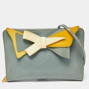 Prada Tri Color Saffiano Patent Leather Bow Crossbody Bag