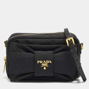 Prada Black Nylon Bow Crossbody Bag
