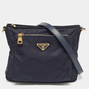 Prada Black Nylon and Leather Logo Crossbody Bag