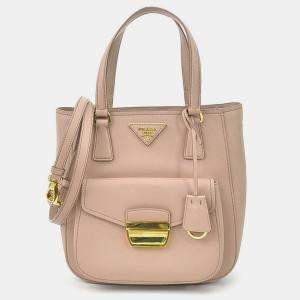 Prada Beige Saffiano Leather Metropolis Tote Bag