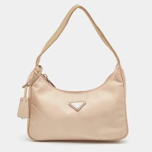 Pre Owned Prada Beige Nylon Mini Re-Edition 2000 Shoulder Bag