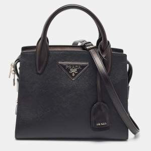Prada Black Saffiano Cuir Leather Kristen Tote