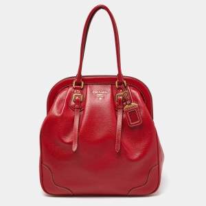 Prada Red Leather Frame Satchel