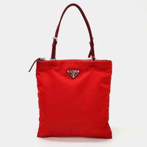 Prada  Red Tesuto Tote and Crossbody Bag