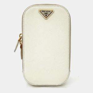 Prada White Saffiano Leather Mini Crossbody Bag