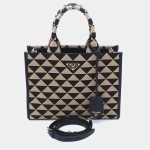 Prada Symbol Jacquard Fabric Tote and Shoulder Bag (1BA354)