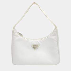 Prada White Tessuto Nylon Re-Edition 2000 Baguette Bag