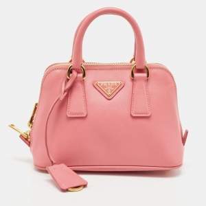 Prada Pink Saffiano Lux Leather Mini Promenade Satchel