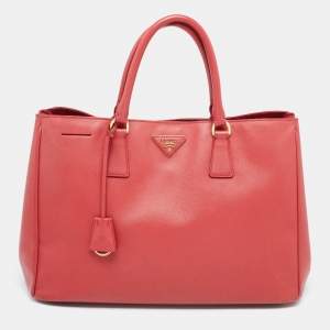 Pre Owned Prada Red Saffiano Lux Leather Large Gardener's Tote