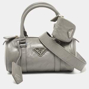 Prada Grey Leather Crossbody Bag