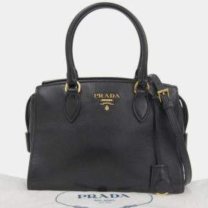 Prada Black Leather Top Handle Handbag