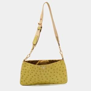 Prada Green Ostrich Shoulder Bag