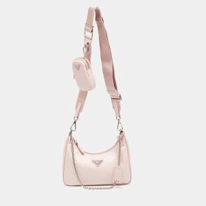 Prada Light Pink Nylon and Leather Re-Edition 2005 Baguette Bag