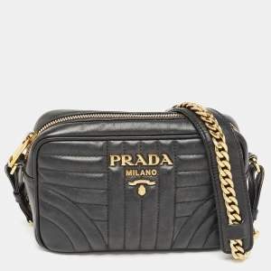 Prada Black Diagramme Leather Camera Bag