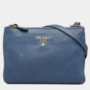 Prada Blue Leather Leather Crossbody Bag 