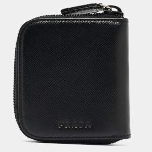 Prada Black Leather Zip Coin Purse