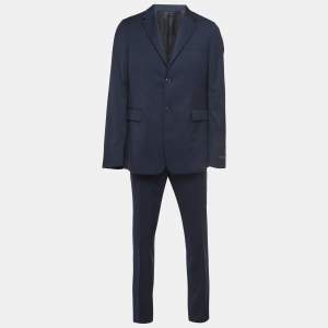Prada Navy Blue Wool Single Breasted Suit L