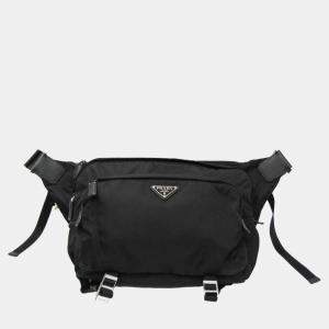 Prada Black Leather and Nylon Marsupio  Belt Bag