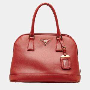 Prada Red Leather Saffiano Lux Dome Bag