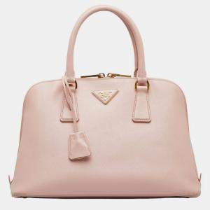 Prada Pink Leather Saffiano Medium Lux Dome Bag