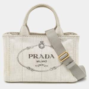 Prada Grey/Black Denim Canapa Tote