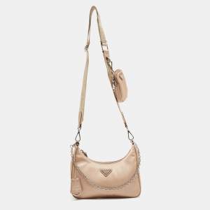 Prada Beige Nylon and Leather Re-Edition 2005 Shoulder Bag