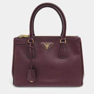 Prada Burgundy Leather Saffiano Lux Tote Bag